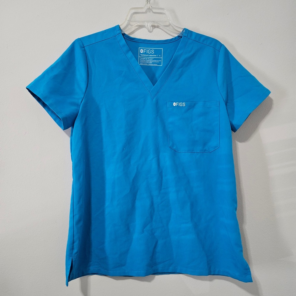 FIGS‎ Technical Collection Blue V-Neck Scrub Top Small 1000171 Medical Nursing